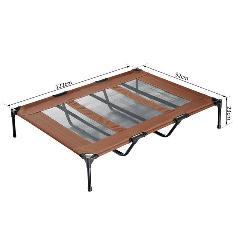 Honden Ligbed -  Grote Hondenbed Stretcher - Hondenstretcher - Hondenkussen - Portable Draagbaar - XXL - 122x92x23cm -  Koffiebruin + zwart