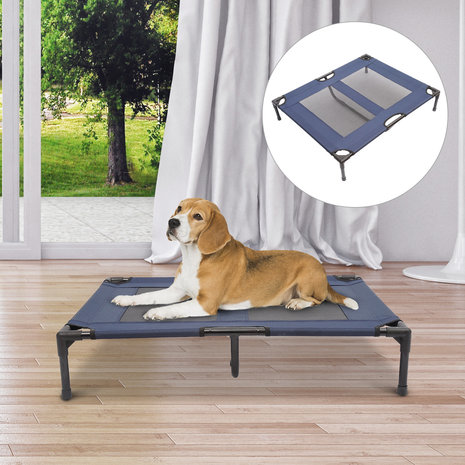 Honden Ligbed - Hondenbed Stretcher - Hondenstretcher - Hondenkussen - Portable Draagbaar - 92 x 76 x 18 cm - Blauw