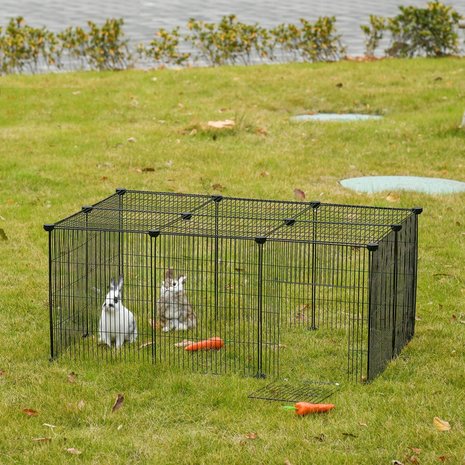 Ren voor kleine huisdieren - Konijnenren - Cavia ren  - Dierenverblijf -  Zwart - 105L x 70B x 45H cm