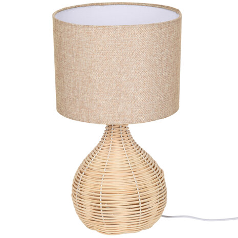 Tafellamp - Lampen - Tafellamp woonkamer  - Decoratie - Modern -  Linnen - Rotan - Beige -  22L x 22W x 40H cm