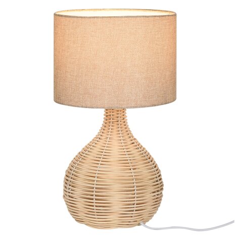 Tafellamp - Lampen - Tafellamp woonkamer  - Decoratie - Modern -  Linnen - Rotan - Beige -  22L x 22W x 40H cm