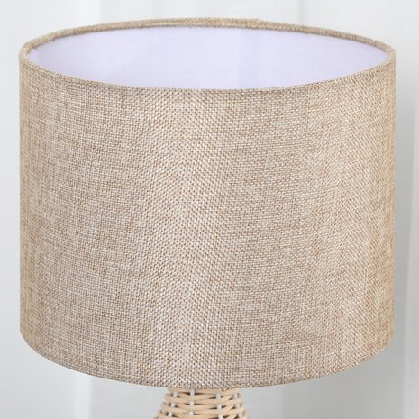 Tafellamp - Lampen - Tafellamp woonkamer  - Decoratie - Modern -  Linnen - Rotan - Beige -  22L x 22W x 40H cm