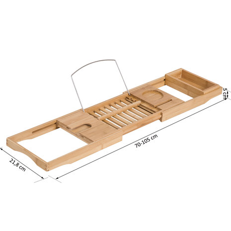 Badplank verstelbaar - Badrek - Badbrug - Bamboe - 75 - 109 cm