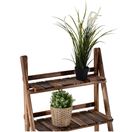 Plantenrek met 3 treden  - Plantentrap - Plantenstandaard - Bloempot - Bloembakken voor buiten - Planten - Hout - L60 x B37 x H93cm