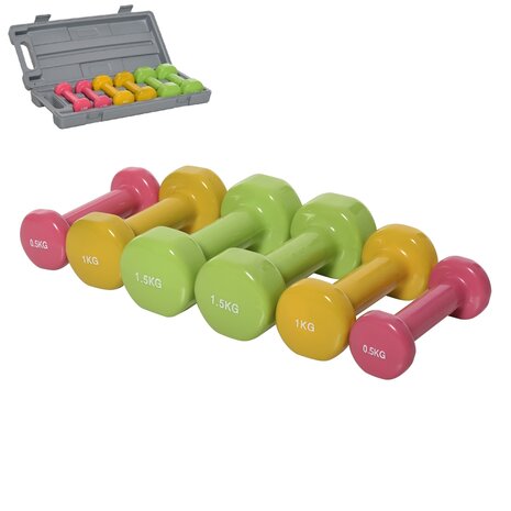 Dumbbell set - Aerobics set - Dumbbells - Met koffer - 6 gewichten