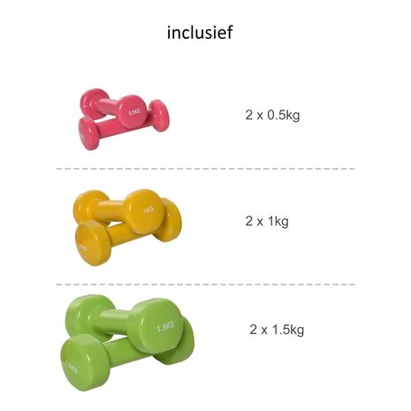 Dumbbell set - Aerobics set - Dumbbells - Met koffer - 6 gewichten