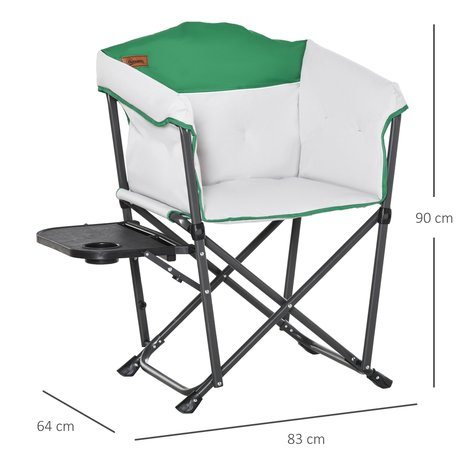Campingstoel opvouwbaar - Stoelen - Regisseursstoel - Campingstoel - Wit/groen - 83L x 64W x 90H cm