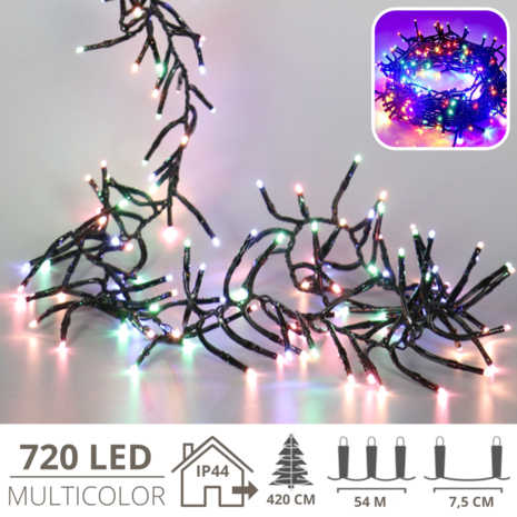 Kerstverlichting - Kerstboomverlichting - Clusterverlichting - Kerstversiering - Kerst  - 720 LED&#039;s - 54 meter - Multicolor