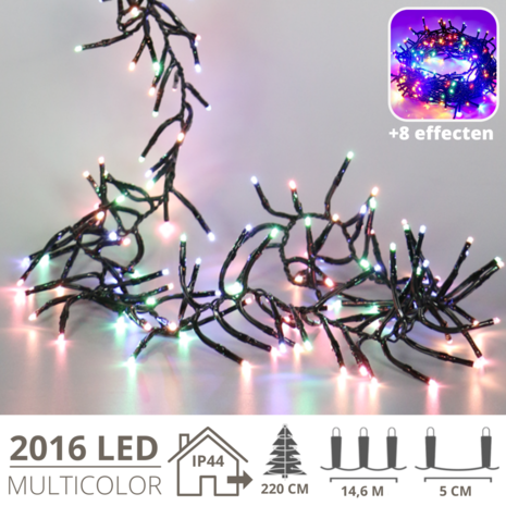 Kerstverlichting - Kerstboomverlichting - Clusterverlichting - Kerstversiering - Kerst  - 2016 LED&#039;s - 14,5 meter - Multicolor