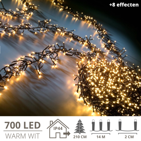 Kerstverlichting - Kerstboomverlichting - Clusterverlichting - Kerstversiering - Kerst  - 700 LED&#039;s - 14 meter - Warm wit