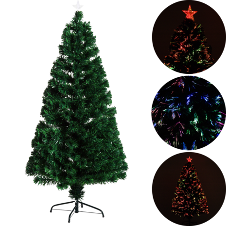Kunstkerstboom met glasvezel verlichting en decoratie - Kerstboom - Kerst - LED - 120 cm