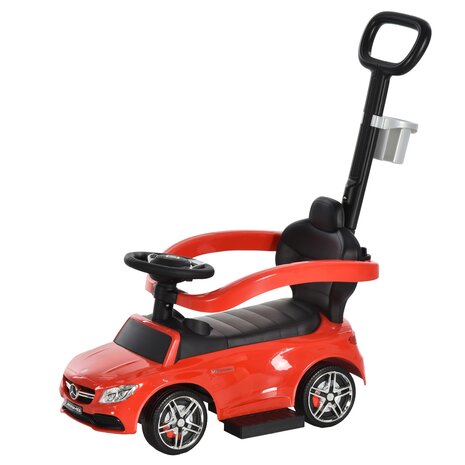 Loopauto met duwstang en rugleuning - Auto - Speelgoed - 84L x 40W x 83H cm - Rood