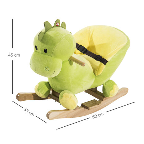 Hobbeldier - Hobbelpaard - Draak- Speelgoed met muziek voor kinderen vanaf 18 maanden -  L60 x B33 x H45 cm