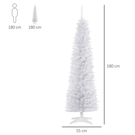 ChristmasGoodz - Kunstkerstboom - Smalle Kunstkerstboom - Smalle kerstboom - Wit - 180 cm