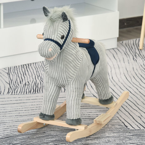 Hobbeldier - Hobbelpaard -  Paarden - Speelgoed voor 36-72 maanden - 65L x 32,5W x 61H cm -  grijs