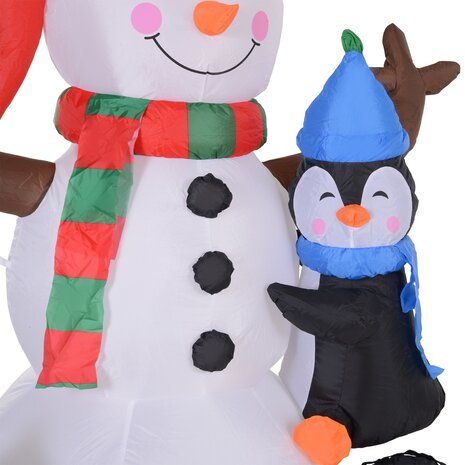 Opblaasbare LED sneeuwman met 3 pingu&iuml;ns - Sneeuwpop - Kerstverlichting buiten -  Kerstversiering - 140 x 70 x 180 cm