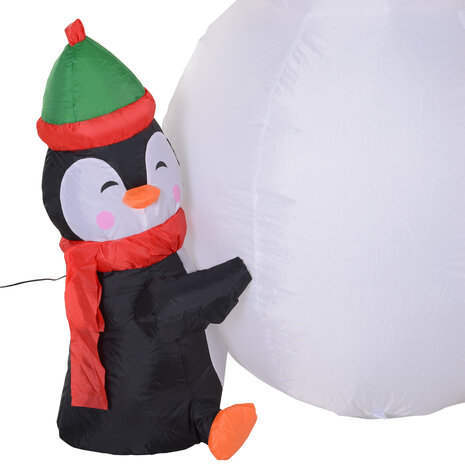 Opblaasbare LED sneeuwman met 3 pingu&iuml;ns - Sneeuwpop - Kerstverlichting buiten -  Kerstversiering - 140 x 70 x 180 cm