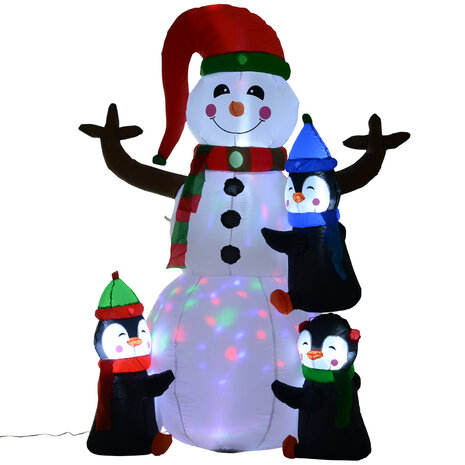 Opblaasbare LED sneeuwman met 3 pingu&iuml;ns - Sneeuwpop - Kerstverlichting buiten -  Kerstversiering - 140 x 70 x 180 cm