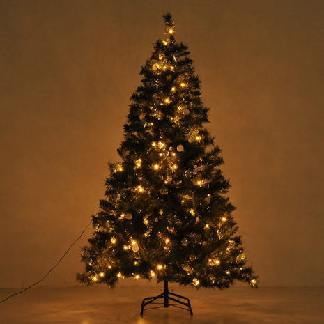 ChristmasGoodz - Kunstkerstboom - Kunstkerstboom met verlichting - 200 Led - Kerstballen - 180 cm - Kerstboom met versiering