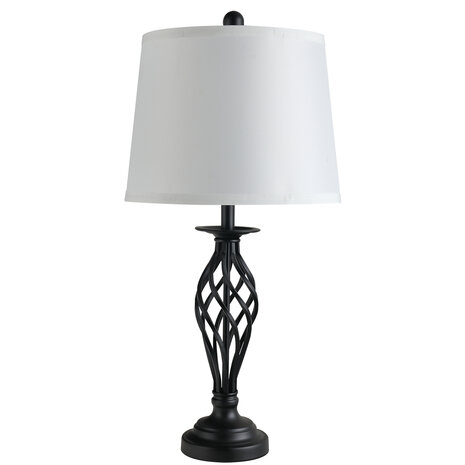 Driedelige set van 1 staande lamp en 2 tafellampen - Vloerlamp - Stalamp - tafellamp - Vintage - Klassiek - Zwart/wit
