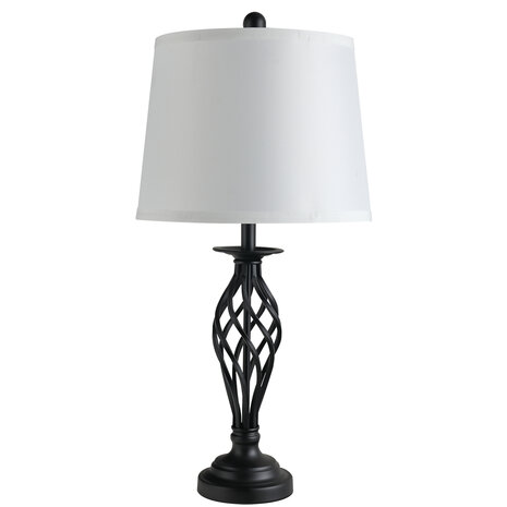 Driedelige set van 1 staande lamp en 2 tafellampen - Vloerlamp - Stalamp - tafellamp - Vintage - Klassiek - Zwart/wit