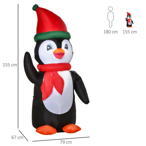 Opblaasbare pingu&iuml;n -  Kerstverlichting buiten - Kerstversiering - Kerst-  79 cm x 67 cm x 155 cm