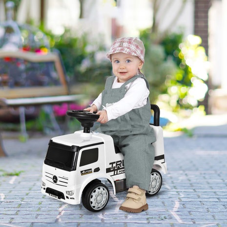 Loopwagen - Speelgoed 1 jaar - Auto speelgoed jongens - Wit - 62,5 L x 28,5 B x 45 H cm