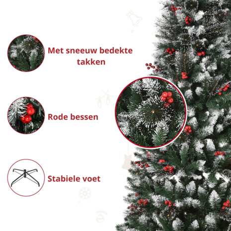 ChristmasGoodz - Kunstkerstboom - Kerstboom - Met versiering - Kunstkerstboom met sneeuw - 150 cm