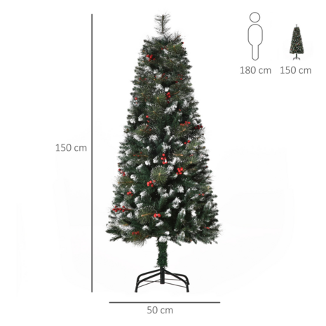ChristmasGoodz - Kunstkerstboom - Kerstboom - Met versiering - Kunstkerstboom met sneeuw - 150 cm