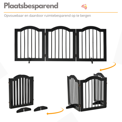 Paws and Claws - Hondenhek -Deurhekje - Dog barrier - 154,5 x 61 cm - Opvouwbaar - Zwart