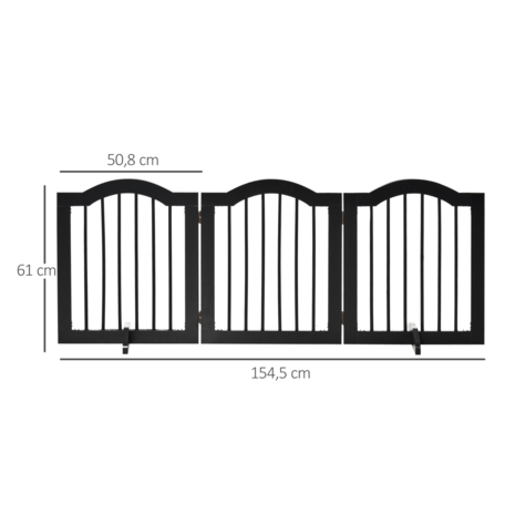 Paws and Claws - Hondenhek -Deurhekje - Dog barrier - 154,5 x 61 cm - Opvouwbaar - Zwart