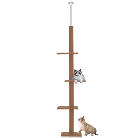 Krabpaal in hoogte verstelbaar  - Kattenkrabpaal  - Krabpaal voor katten - Kattenspeeltjes -  Katten - Bruin - 43L x 27B x 228-260H cm