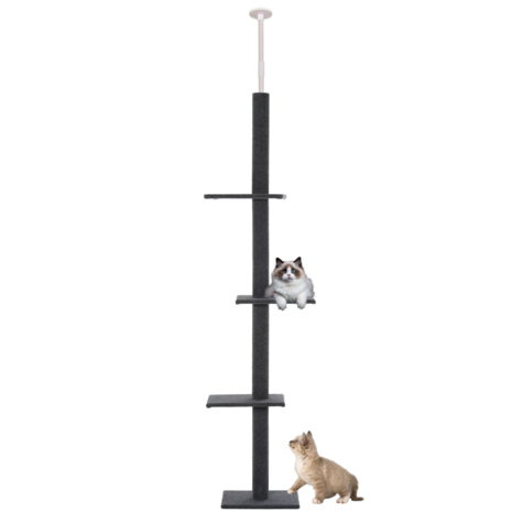 Krabpaal in hoogte verstelbaar  - Kattenkrabpaal  - Krabpaal voor katten - Kattenspeeltjes -  Katten - Grijs - 43L x 27B x 228-260H cm