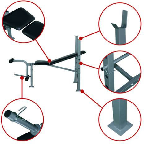 Halterbank - Incline bankdruk bank - Bankdruk bank - Leg extension - Hamstring Curls - Leg Curl