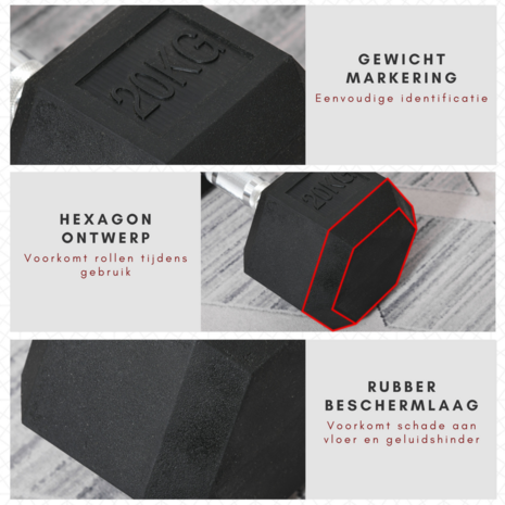 Fitgoodz - Dumbbel - Hexa dumbbell - 20 Kg - Hex Dumbbell - Krachttraining - Crossfit