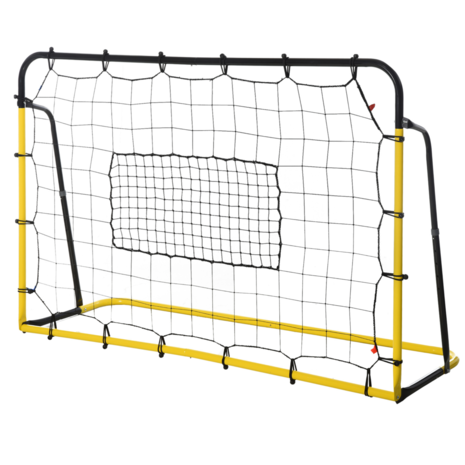 Kickback voetbal Rebounder - Stuitbaltrainer - Verstelbaar -184 x 123 cm - Geel/Zwart