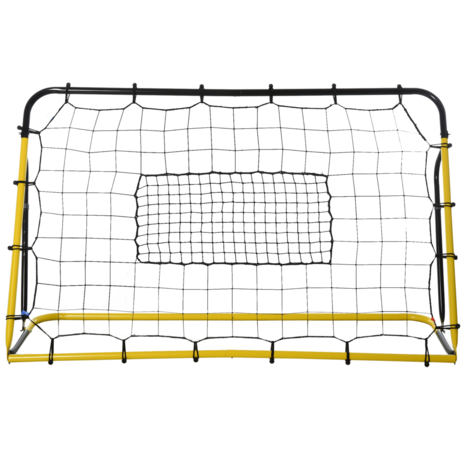 Kickback voetbal Rebounder - Stuitbaltrainer - Verstelbaar -184 x 123 cm - Geel/Zwart