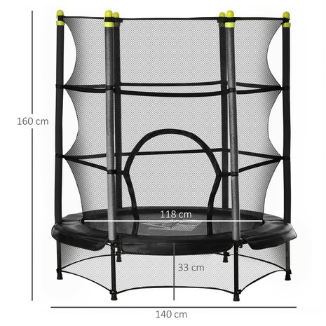 Kindertrampoline met veiligheidsnet - trampoline - speelgoed -  zwart  - &Oslash;140 cm