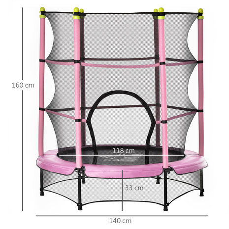 Kindertrampoline met veiligheidsnet - trampoline - speelgoed -  roze    - &Oslash;140 cm