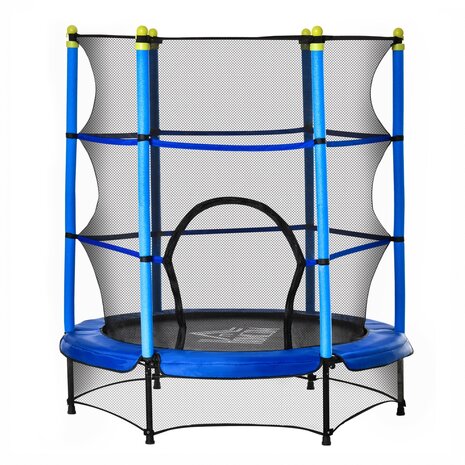 Kindertrampoline met veiligheidsnet - trampoline - speelgoed -  blauw    - &Oslash;140 cm