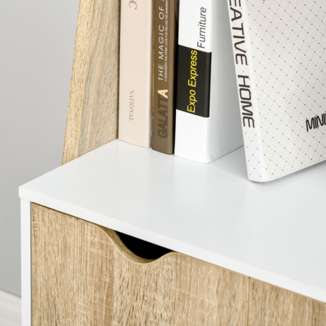 Boekenkast met opbergruimte op 3 niveaus - boekenstandaard - boekenrek - Ladderrek - Wit - 60B x 40T x 171H cm