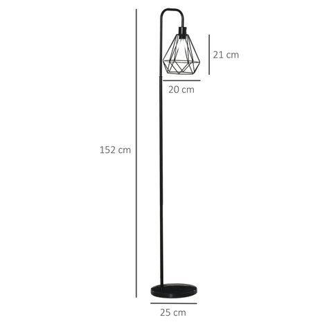 Vloerlamp industrieel - lampen - staande lamp - stalamp - modern -  marmer / zwart &Oslash;25 x 152H cm