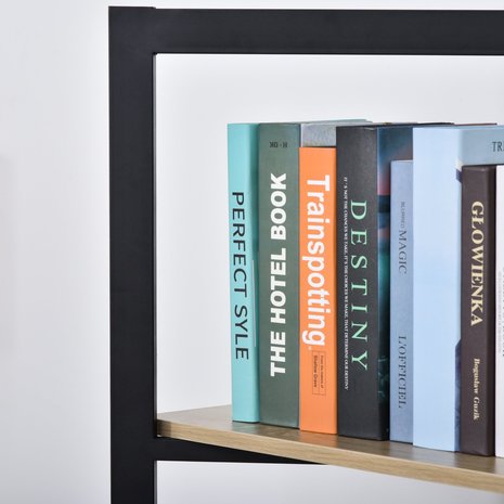 Boekenkast met opbergruimte op 4 niveaus - wandrek -  boekenstandaard - boekenrek - boeken - zwart/eiken - 90x39x160cm