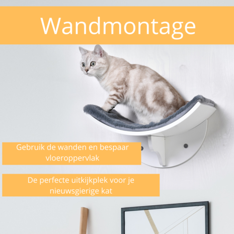 Paws and Claws - Cat Shelf &ndash; Hangmat Kat &ndash; Kattenplank - Kattenbed - Wasbaar &ndash; Wandmontage &ndash; MDF - Wit