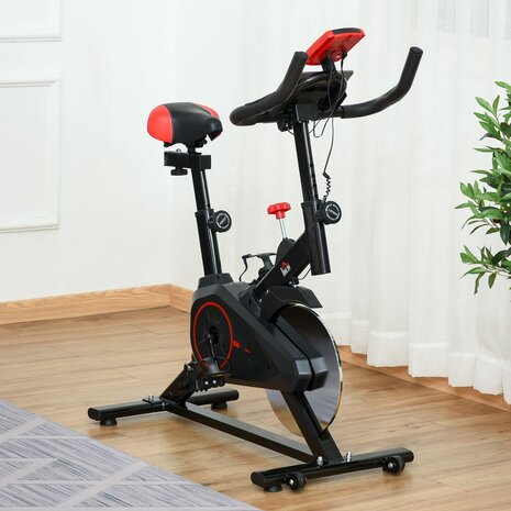 Hometrainer met LCD-display - Hometrainer fiets -  Fietstrainer - Hartslagmeter - Traploze weerstand - Zwart -  85 x 46 x 114 cm