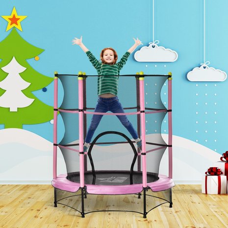 Kindertrampoline met veiligheidsnet - trampoline - speelgoed -  roze    - &Oslash;140 cm