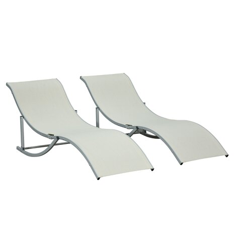 Ligbed set van 2 - Stoelen - Tuinstoelen - Tuinstoel - Aluminium - 165 cm x 61 cm x 63 cm