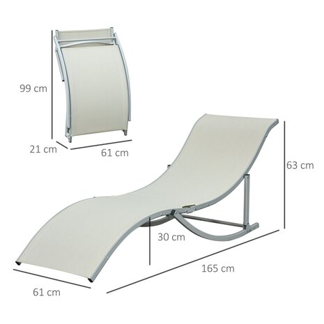 Ligbed set van 2 - Stoelen - Tuinstoelen - Tuinstoel - Aluminium - 165 cm x 61 cm x 63 cm