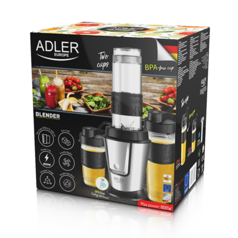Blender - Blender smoothie - Blender to go - 9-delig - 800W - RVS - Smoothiemaker