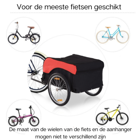 Fietskar - Fietsaanhanger - Fietskar bagage - Fietskarren - Rood/Zwart